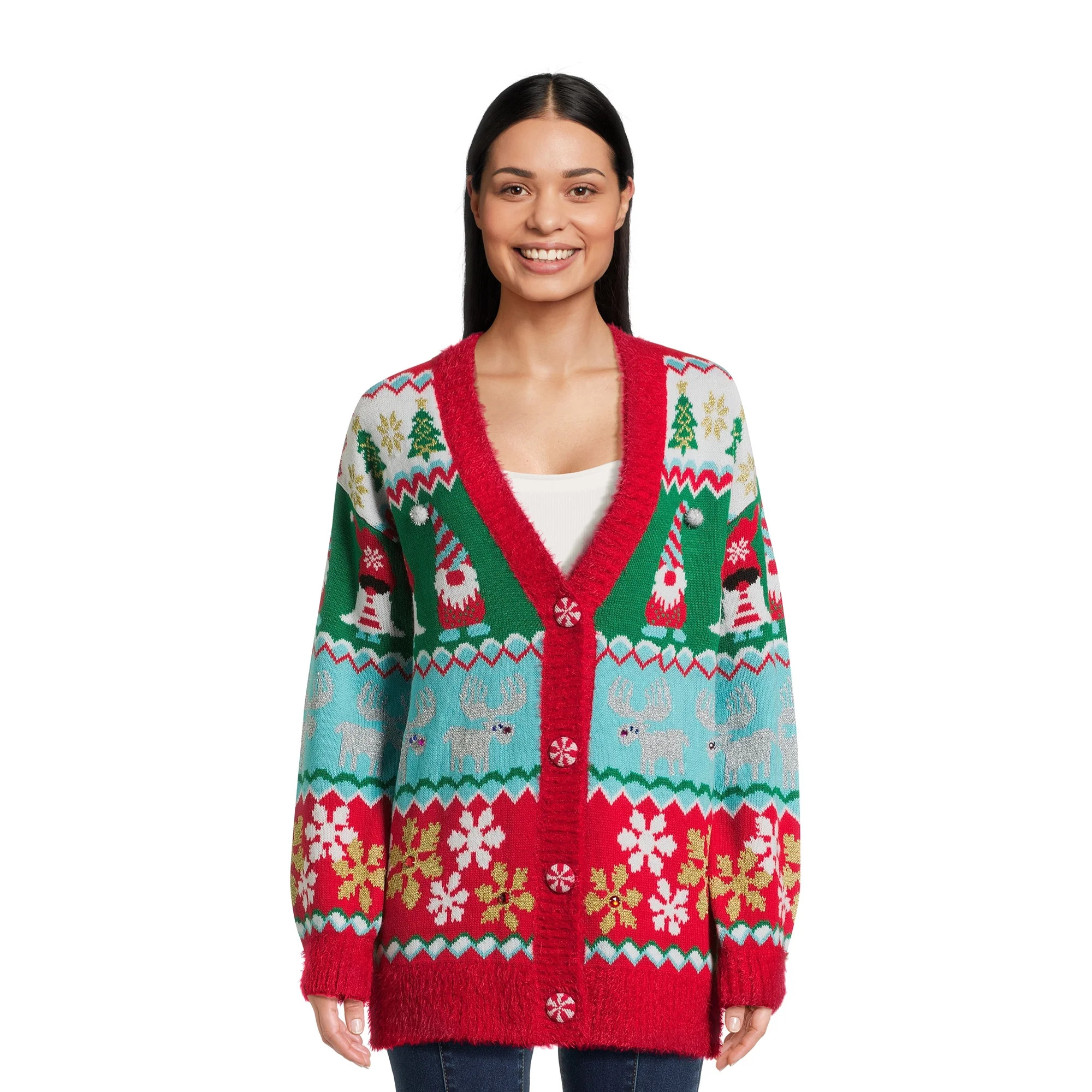 Holiday Time Women's Ugly Christmas Cardigan, Sizes S-3X | Walmart (US)