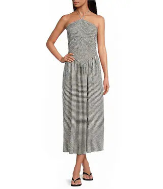 Gianni Bini Sonia Gingham Print Halter Neck Sleeveless Maxi Dress | Dillard's | Dillard's