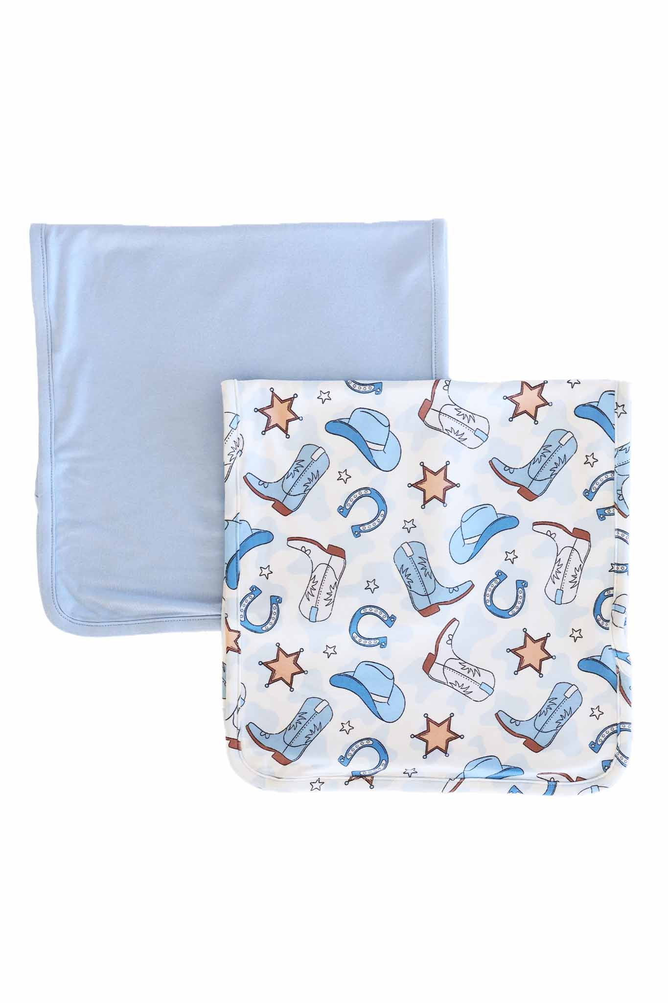 Rodeo Dreams 2pc Burp Cloth Set | Blue | Caden Lane