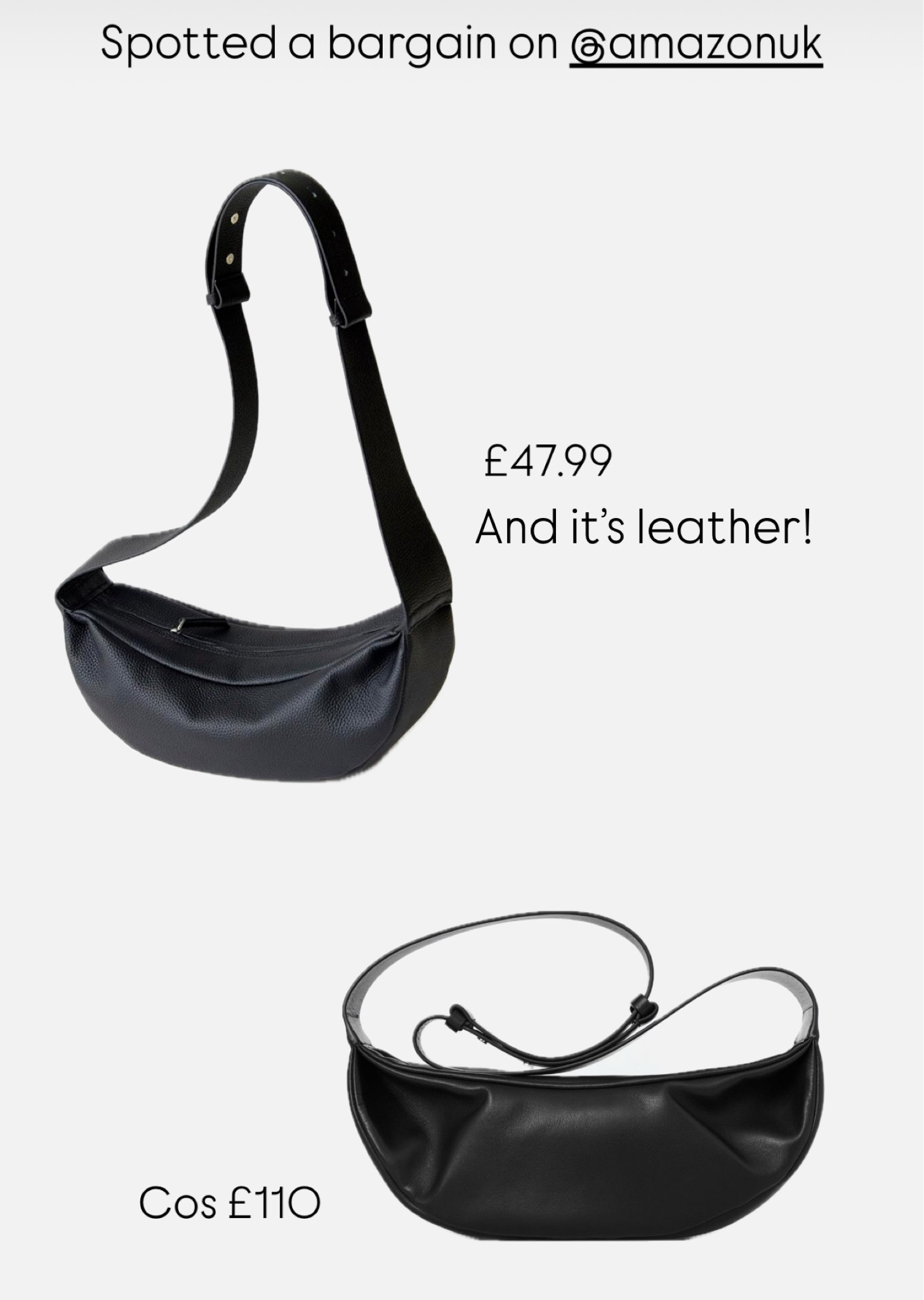 Spotted a bargain Cos Stores dupe 

Leather handbag 
Crossbody bag
Black handbag 

#LTKstyletip #LTKeurope #LTKCyberWeek