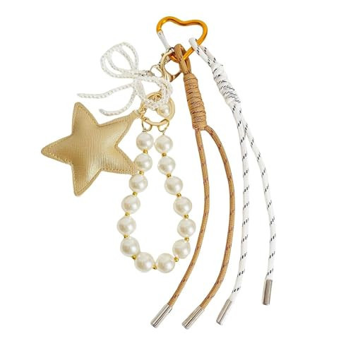 QTMY Cute Star Pearl Beaded Bow Rope Braided Keychain Bag Charms for Handbag Purse Backpack Accessories for Bogg Bag,672 | Amazon (US)