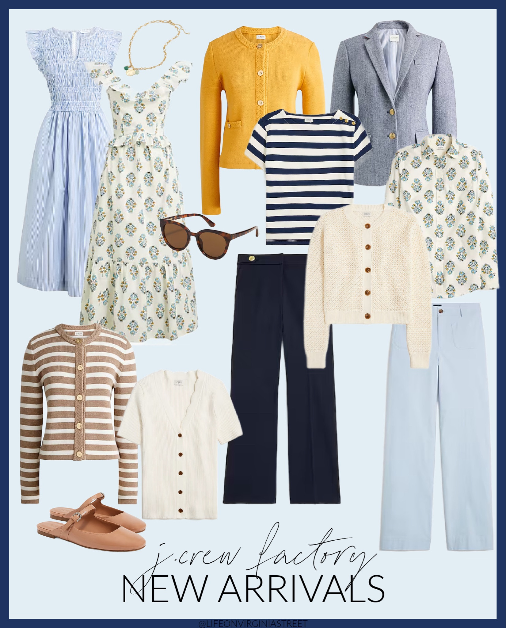 Cute new transitional late summer/early fall pieces from J. Crew Factory - and they’re currently all on sale! Includes cute striped and block print dresses, cotton lady sweater cardigan, schoolboy blazer, sailor pants, striped sweater, crochet cardigan, striped tee with gold button shoulders and slide Maryjane’s. 
.
#ltkfindsunder50 #ltkfindsunder100 #ltksalealert #ltkseasonal #ltkworkwear #ltkwedding #ltkover40 #ltkmidsize

#LTKSaleAlert #LTKFindsUnder50 #LTKWorkwear