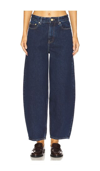 Ganni Rigid Stary Horseshoe Jeans in Dark Denim in Blue. - size 27 | Revolve Clothing (Global)
