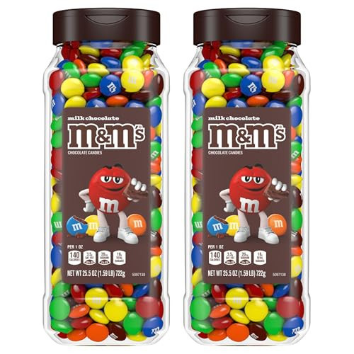 M&M's Milk Chocolate Bulk Candy in Resealable and Recyclable Jars, Party Size Assorted Chocolate Candies, Movie Night Snacks, Candy Buffet, 25.5 Ounces Each (Pack of 2) | Amazon (US)