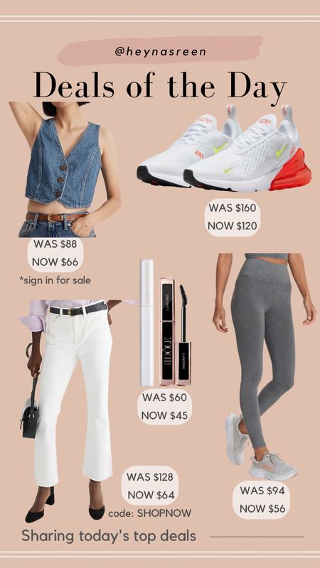 Daily deals on Madewell vest, Nike Air Max sneakers, Vuori leggings, Lancôme primer & mascara duo, J.Crew white jeans 

#LTKsalealert