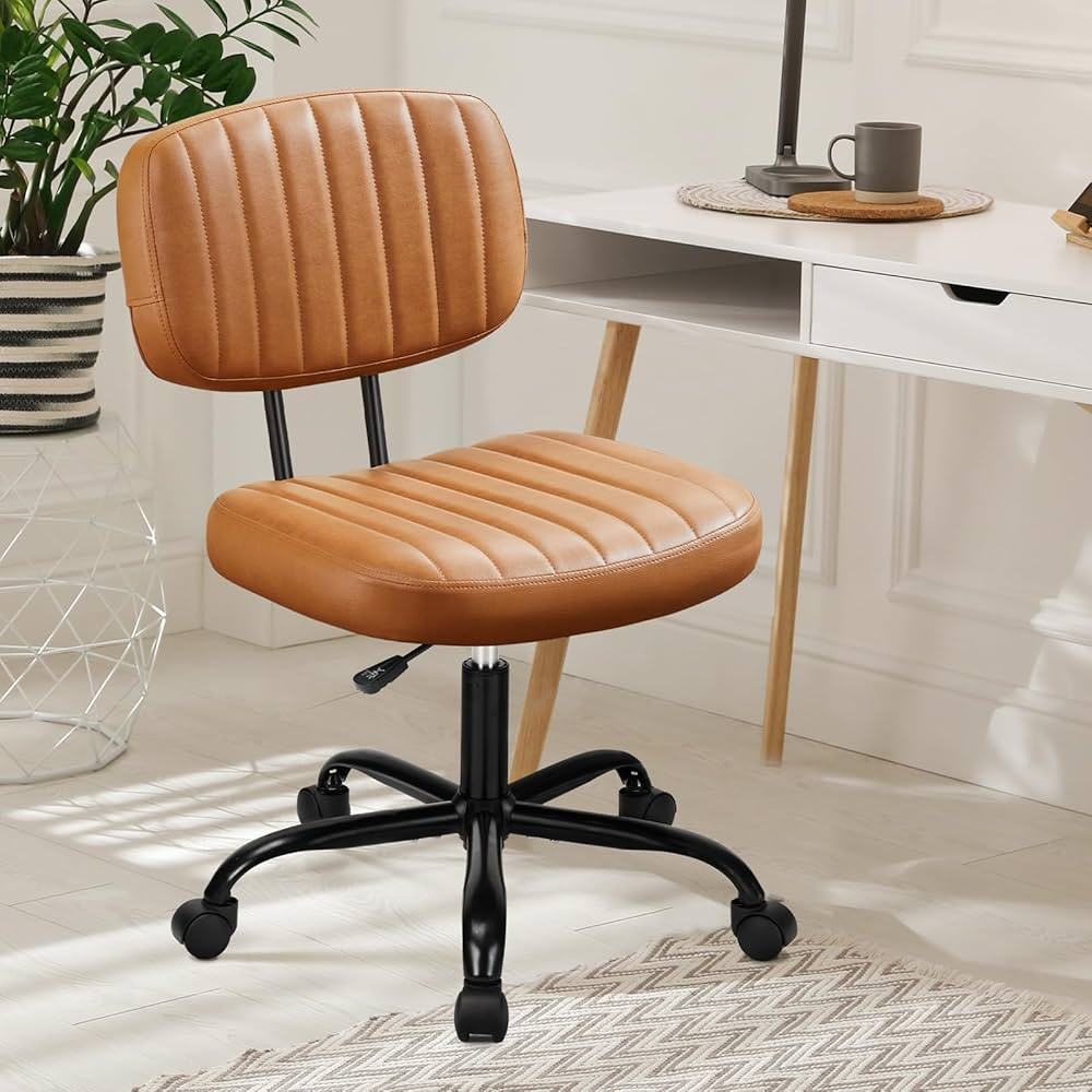 Armless Home Office Desk Chair -Small Ergonomic with Low Back Lumbar Support, Height Adjustable P... | Amazon (US)