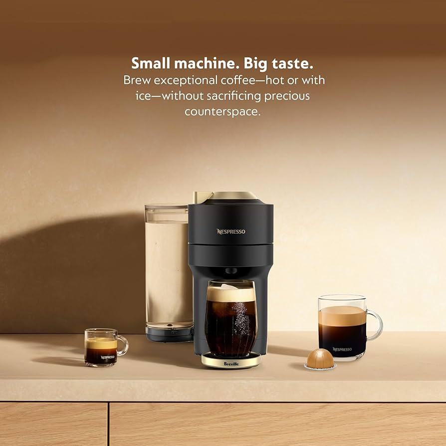Nespresso Limited-Edition Vertuo Pop+ Coffee and Espresso Maker by Breville, Matte Black Gold | Amazon (US)