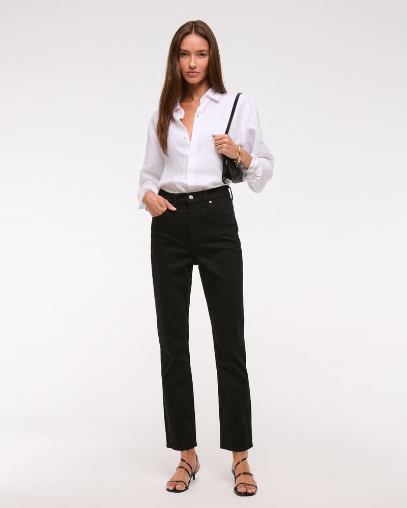 Women's Ultra High Rise Ankle Straight Jean | Women's Bottoms | Abercrombie.com | Abercrombie & Fitch (US)