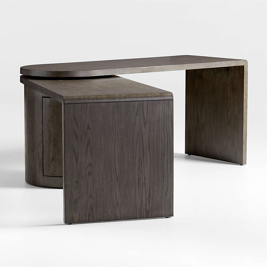 Twist 64" Grey Ash Rotating Large Desk with Storage + Reviews | Crate & Barrel | Crate & Barrel