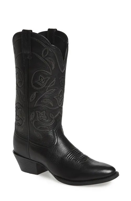 Ariat Heritage Western R-Toe Boot in Black Leather at Nordstrom, Size 9.5 | Nordstrom