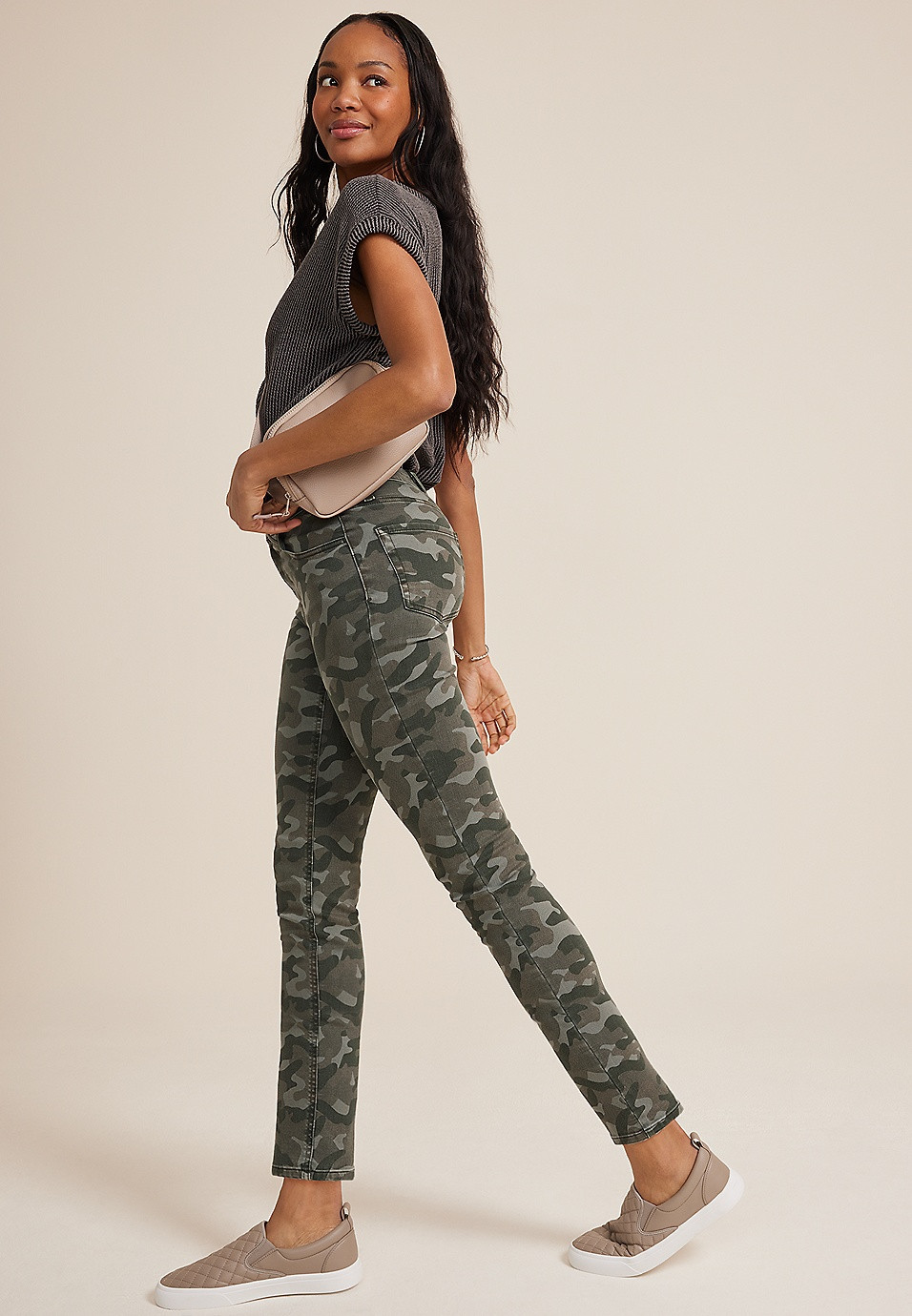 m jeans by maurices™ High Rise Camo Slim Straight Ankle Jean | Maurices