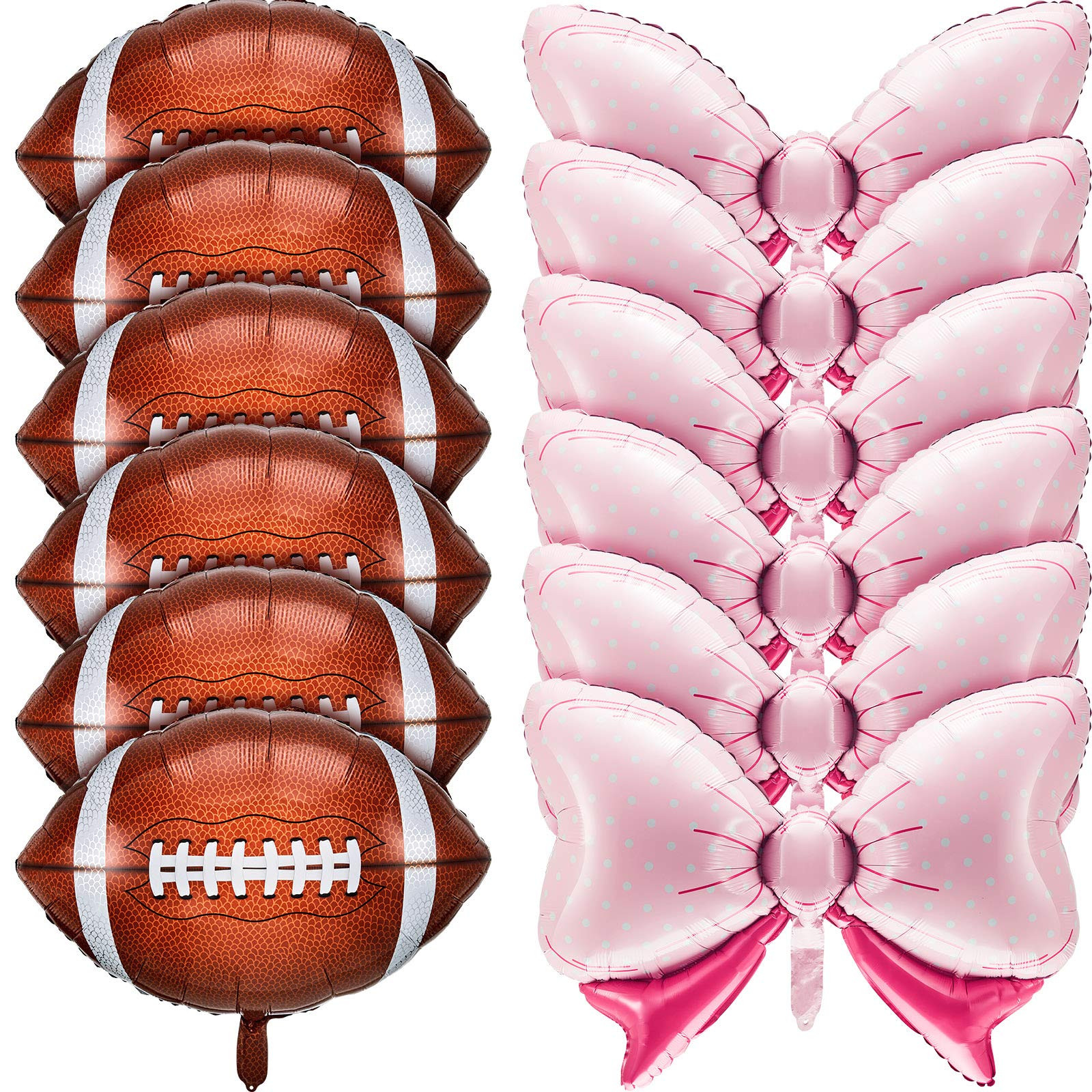 Sumind 12 Pieces Gender Reveal Football Balloons Includes 6 Pink Bow and 6 Football Foil Balloons... | Amazon (US)