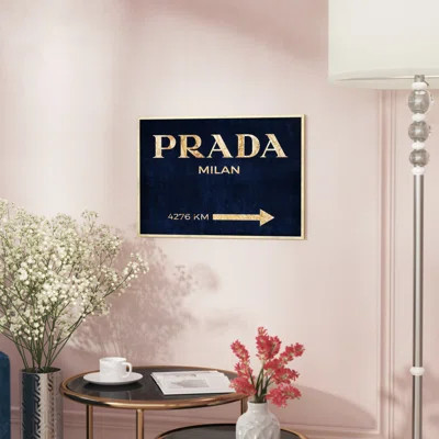 Milan Navy Framed Graphic Art Poster on Canvas | Wayfair North America