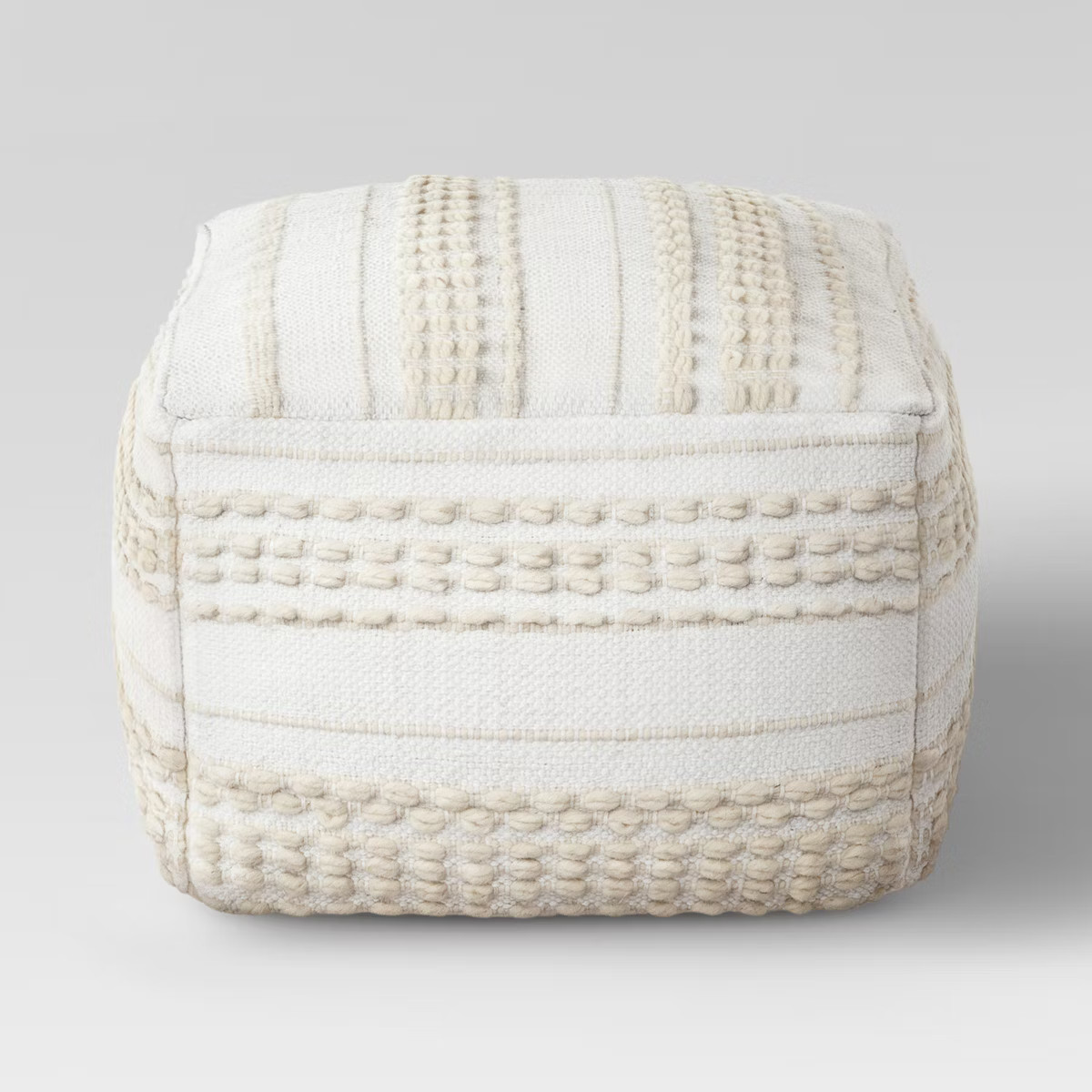 Lory Pouf Textured Neutral - Threshold™: Bohemian Square Ottoman, Tufted Handmade, Light Beige,... | Target