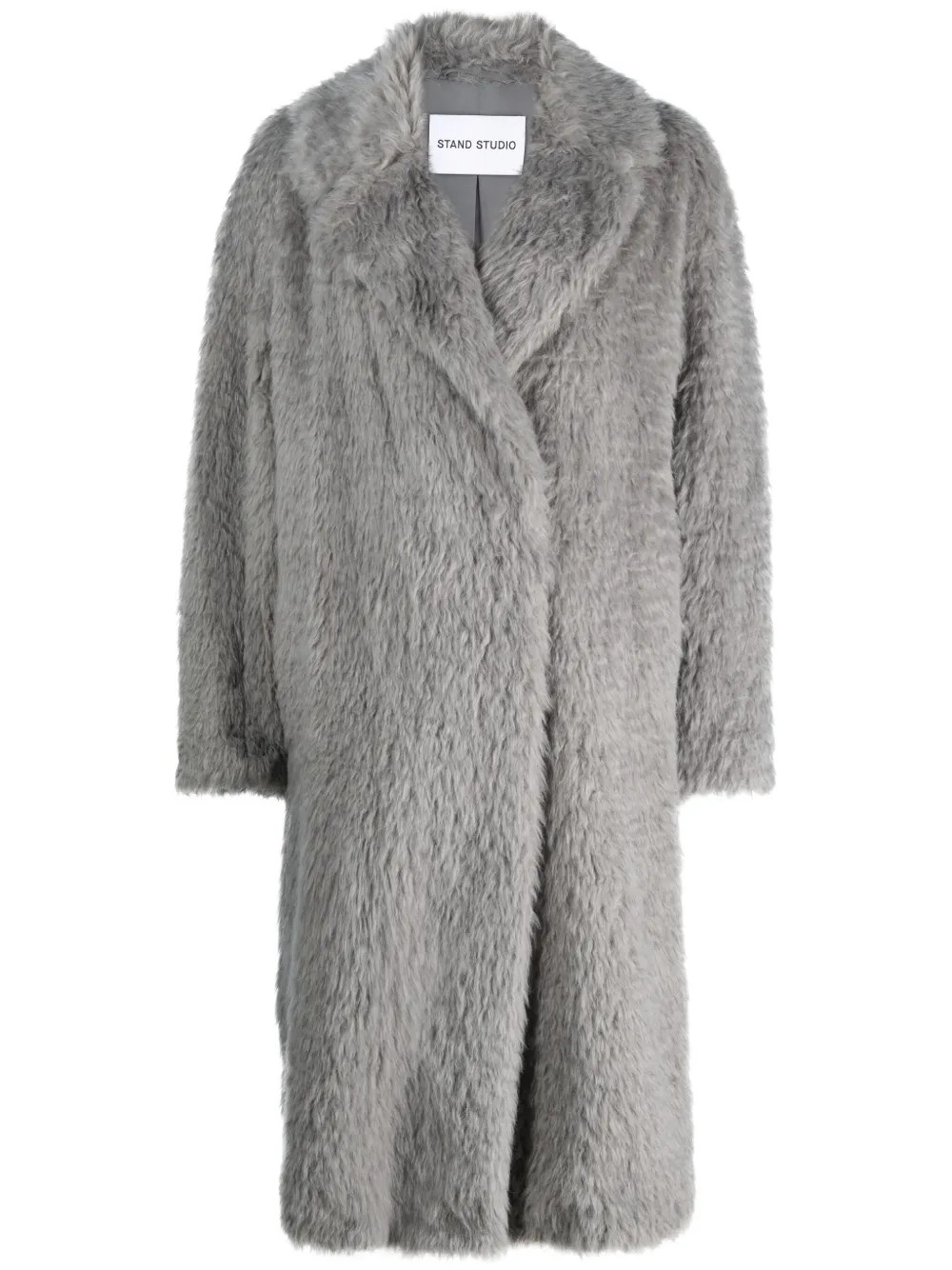 STAND STUDIO Long faux-fur Coat | Grey | FARFETCH BR | Farfetch (BR)