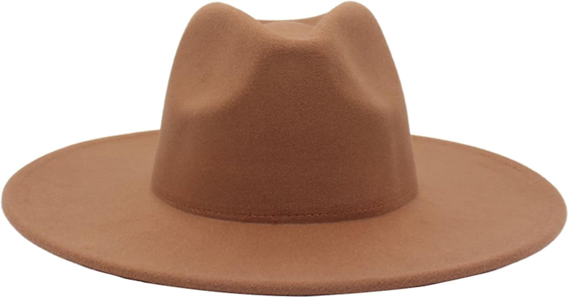 YESBOR Womens Mens Retro Wide Brim Fedora Trilby Hat Vintage Solid Color Jazz Cap | Amazon (US)