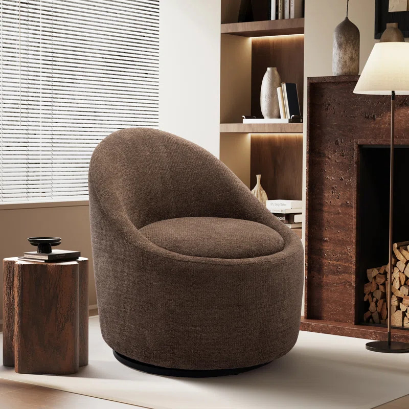 Caylob Small Modern Round Swivel Accent Chair with Hidden Storage | Wayfair North America
