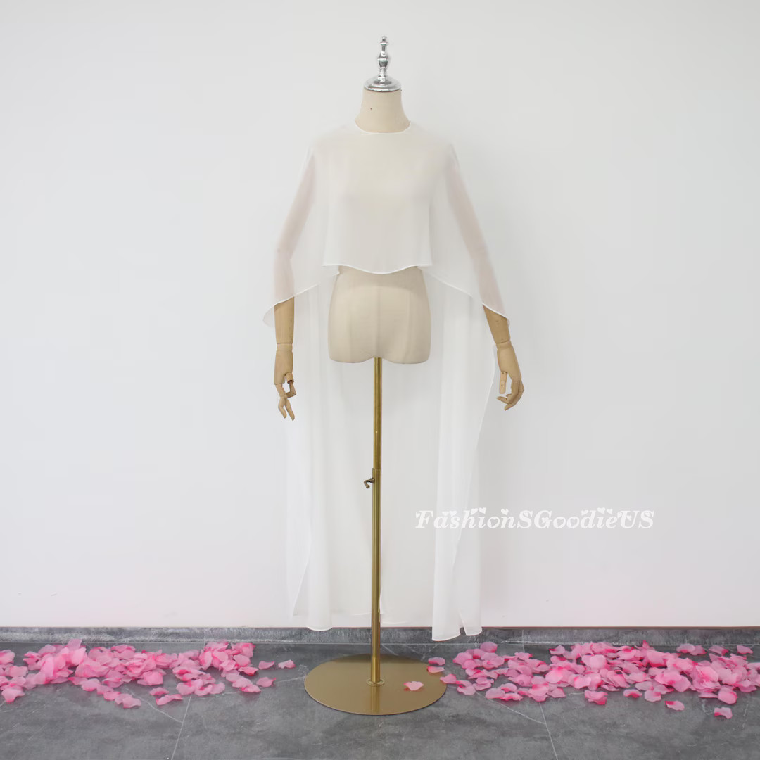 Bridal Ivory Shoulder Cape, Minimalist Chiffon Cape, Custom 144 Colors Wedding Cape, Unique High ... | Etsy (US)