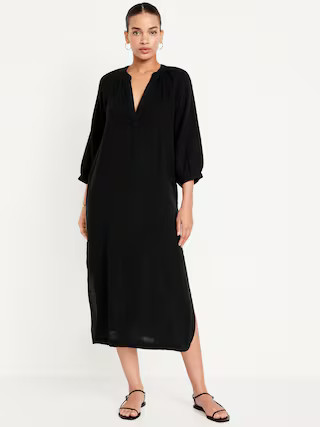 Crinkle Gauze Midi Dress | Old Navy (US)