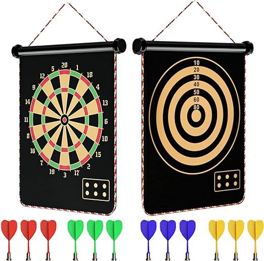 Mixi Magnetic Dart Board for Kids, Outdoor Toys Kids Games Double Sided Dart Board Games Set for ... | Amazon (US)