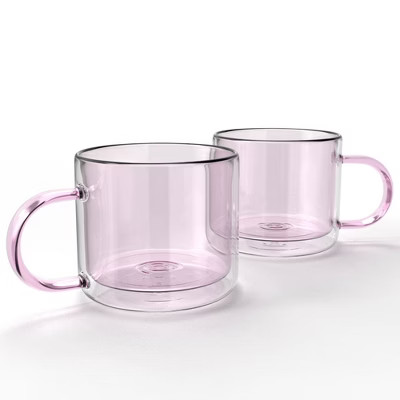 Elle Decor Double Wall Glass Mugs - Set of 2, Perfect for Coffee, Tea, and Milk, Insulated Espres... | Target