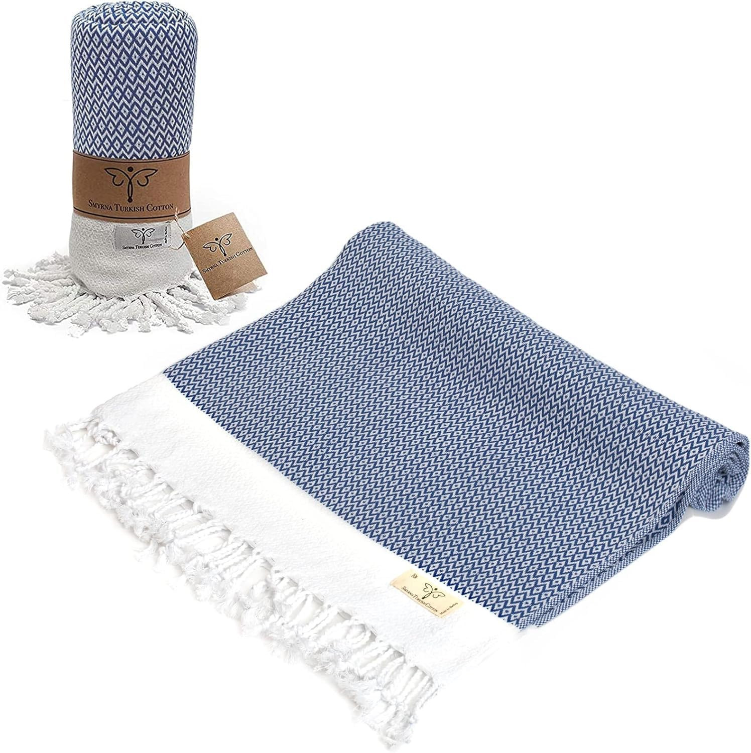 SMYRNA TURKISH COTTON Original Turkish Beach Towel | Prewashed, 37 x 71 Inches | Peshtemal and Tu... | Amazon (US)