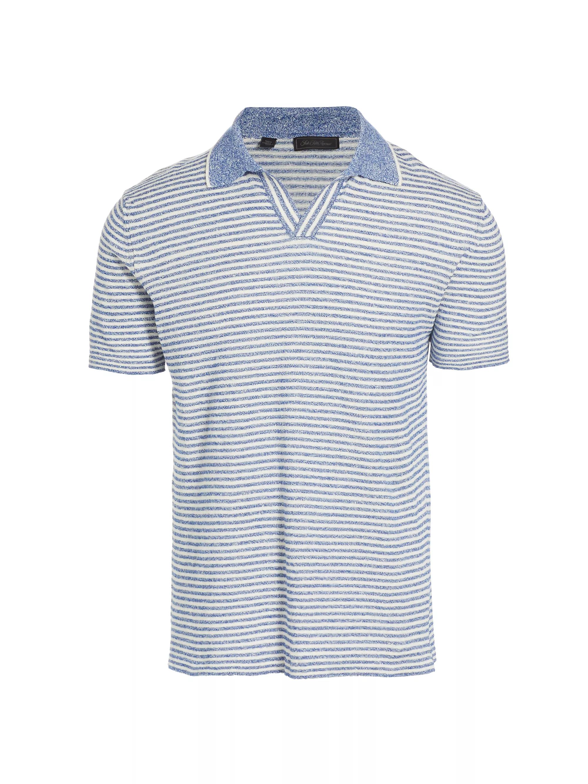 Shop Saks Fifth Avenue COLLECTION Beach Striped Linen &amp; Cotton Knit Polo Shirt | Saks Fifth A... | Saks Fifth Avenue