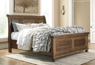 Flynnter King Sleigh Bed, Medium Brown | Ashley Homestore