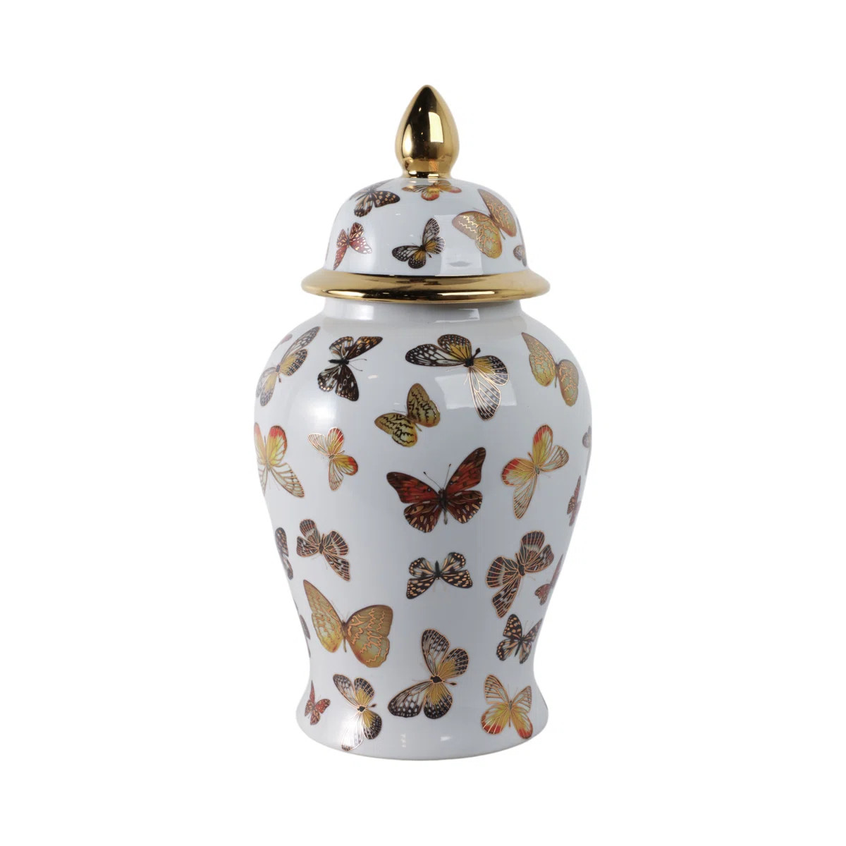 Gherghina Ceramic Butterfly Decorative Jar with Lid Elegant Accent Piece for Glam and Boho Decor. | Wayfair North America