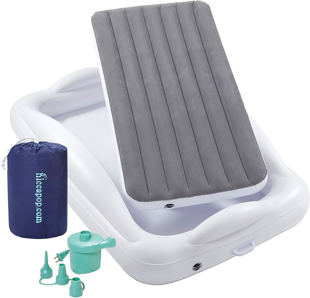 hiccapop Inflatable Toddler Travel Bed with Safety Bumpers [4-Sided], Portable Toddler Bed for Ki... | Amazon (US)