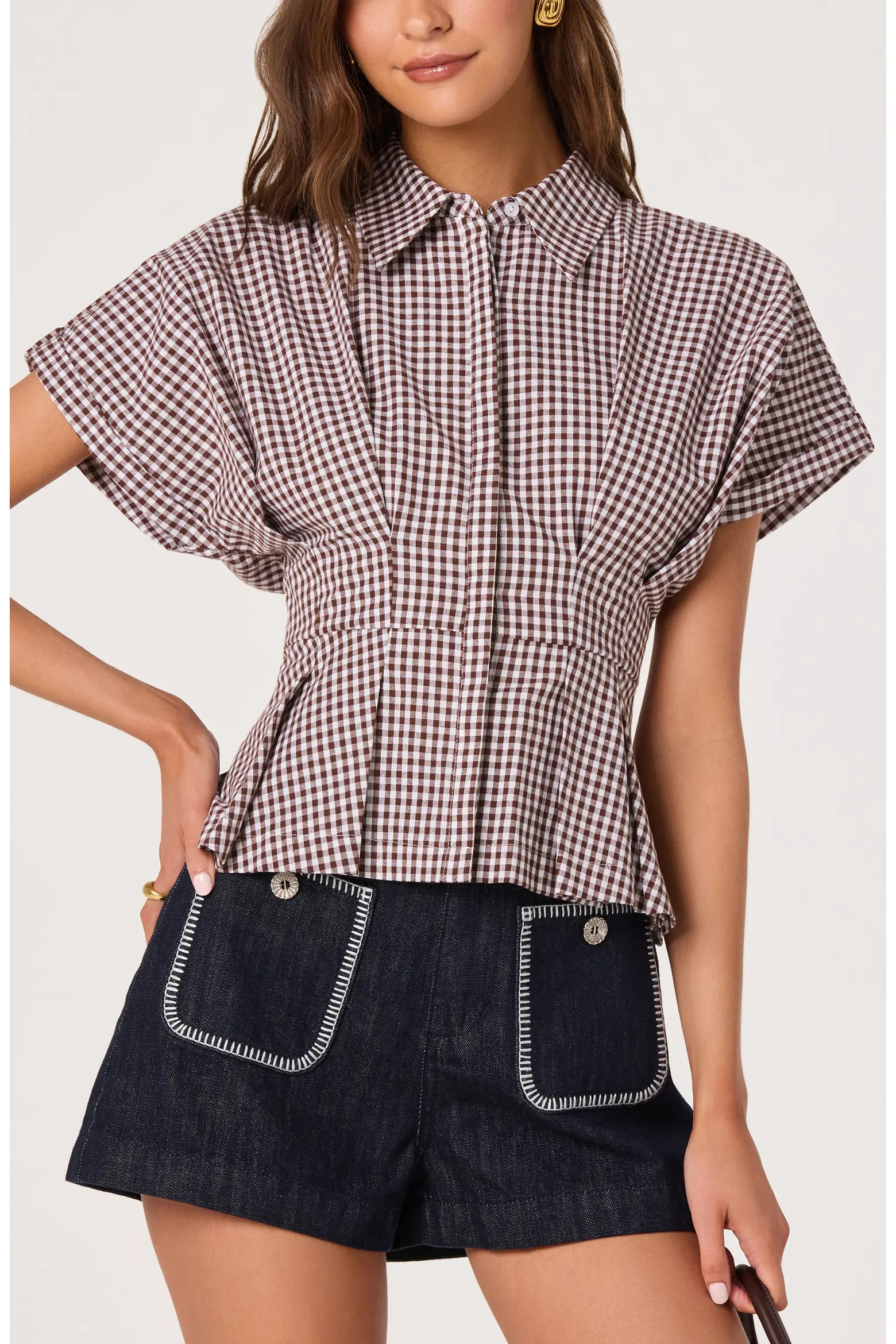 ASTR the Label Beck Gingham Cotton Peplum Top (Women) | Nordstrom | Nordstrom