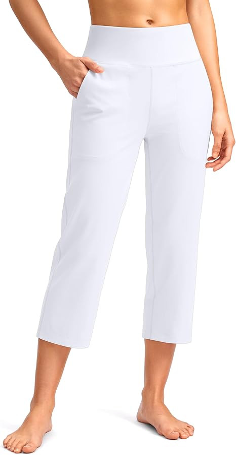 SANTINY Capri Pants for Women High Waisted Workout Yoga Capris Leggings Straight Leg Athletic Cro... | Amazon (US)