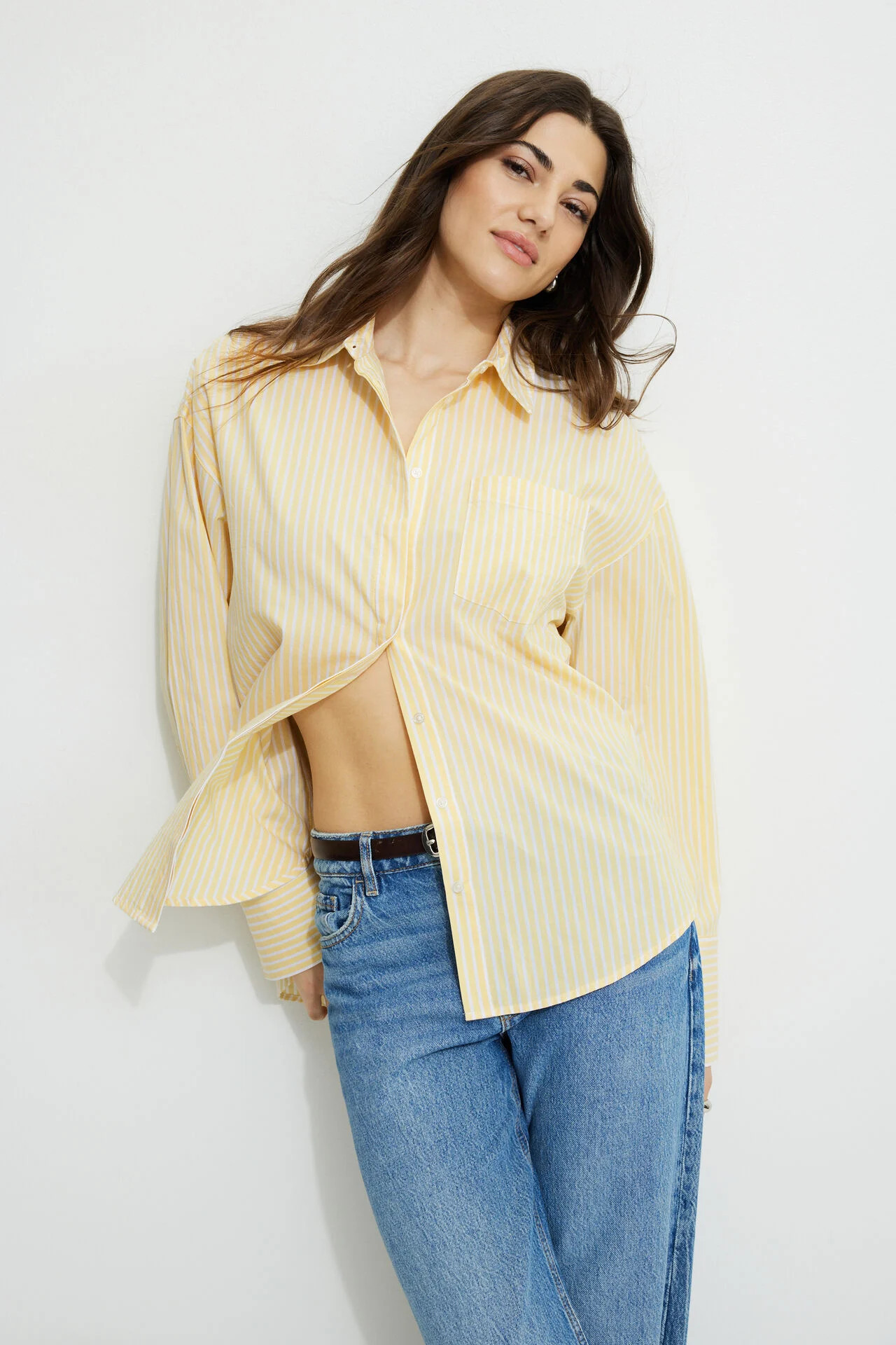 Monroe Striped Oversized Poplin Shirt | Dynamite Clothing