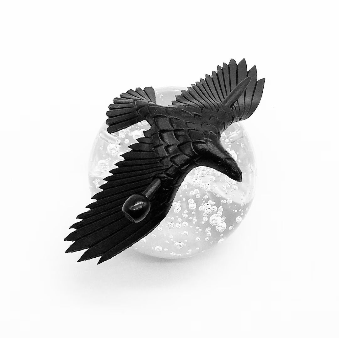 Leather Raven Hair Pin sm. Handmade Raven Stick Barrette - Etsy | Etsy (US)