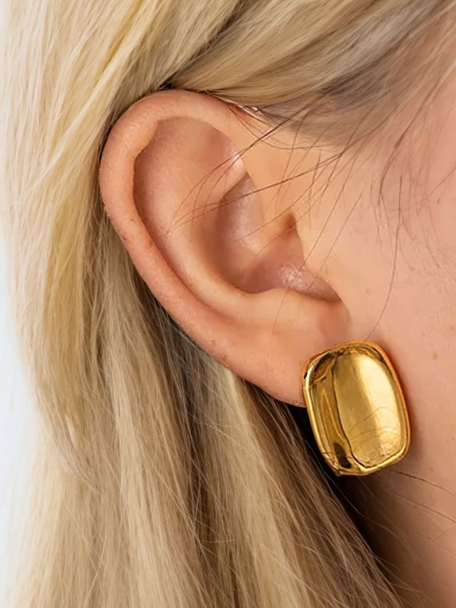 Chunky Rectangle Earrings Stainless Steel PVD 18k Gold Tarnish Free Chunky Gold Earrings Christma... | Etsy (US)