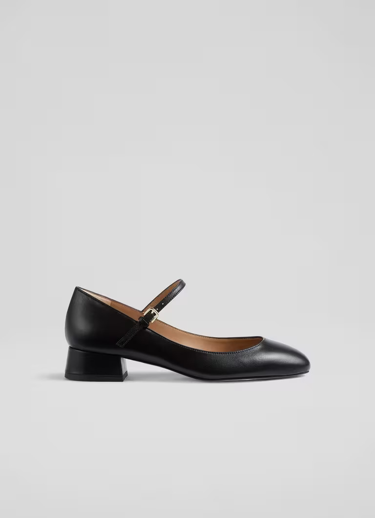 Beatrix Black Nappa Leather Low Block Mary Jane | L.K. Bennett (UK)