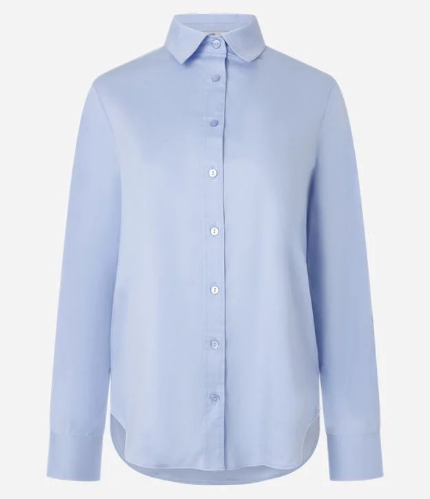 Camisa Básica em Tricoline com Botão no Punho Largo Azul - Lojas Renner | Renner (BR)