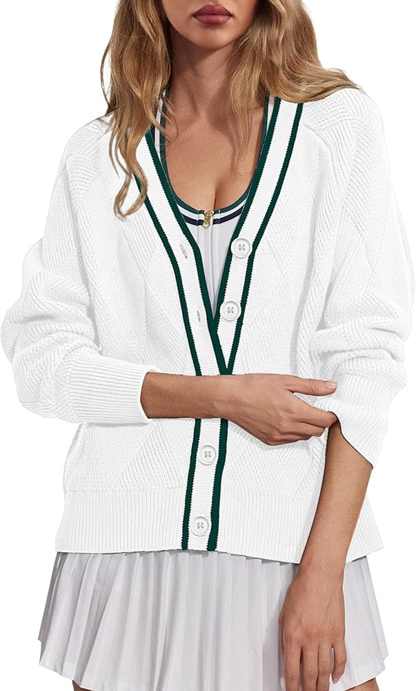 SuperPrity Cardigan Sweaters for Women Fashion 2024 Button Open Front Knit Oversized Cardigans Co... | Amazon (US)