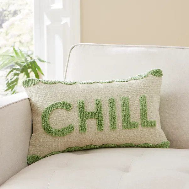 Chill Bright Slogan Cushion | Dunelm