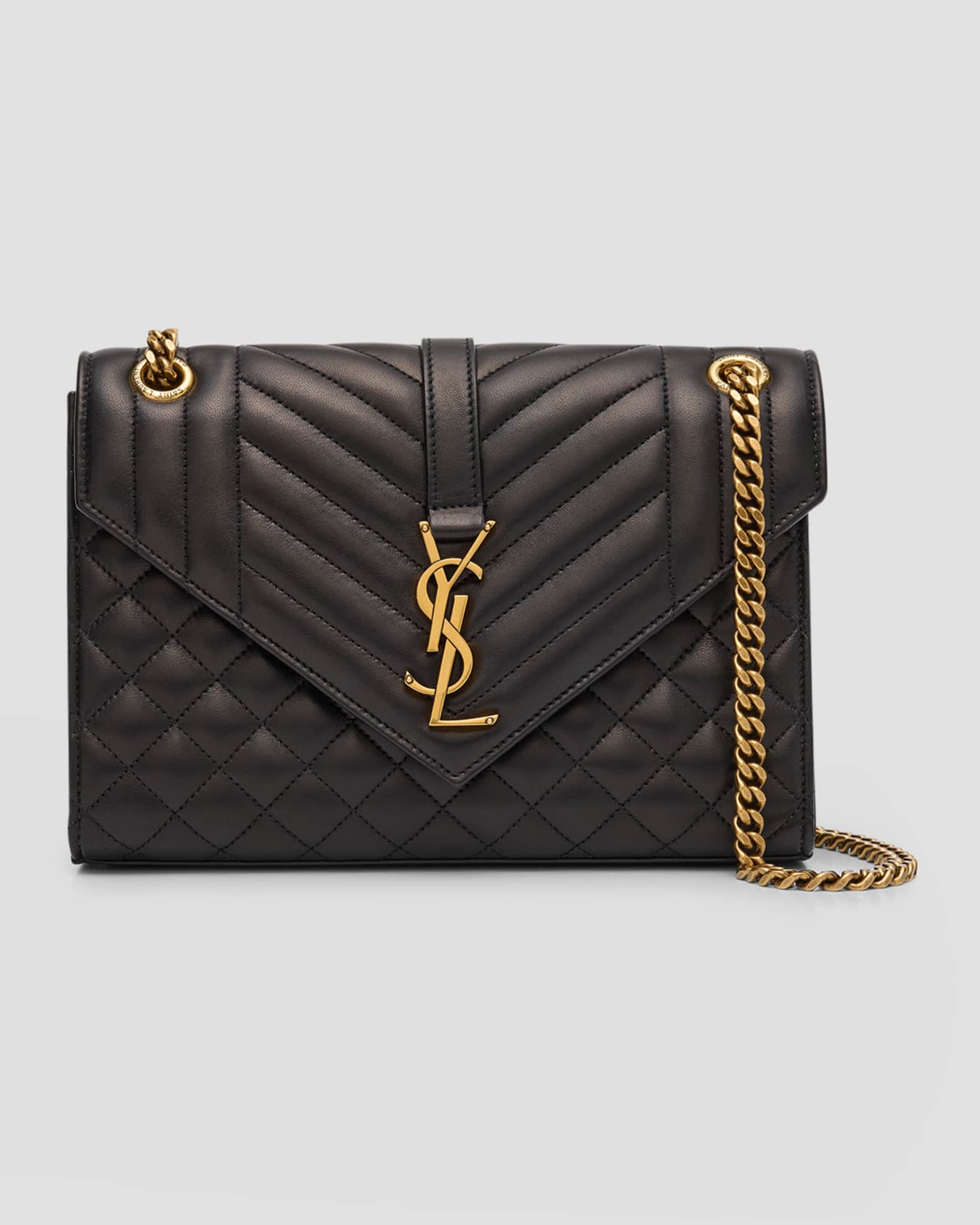 Saint Laurent Envelope Triquilt Medium YSL Shoulder Bag in Smooth Quilted Leather | Neiman Marcus