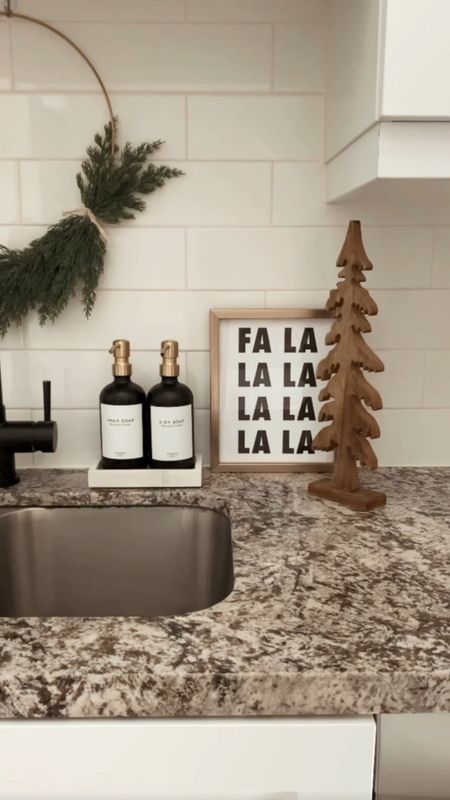 Simple kitchen styling for the holidays! The frame was a dollar store find but the print is from Etsy 🎄
#holidaydecor #christmasdecor #kitchen #christmas
