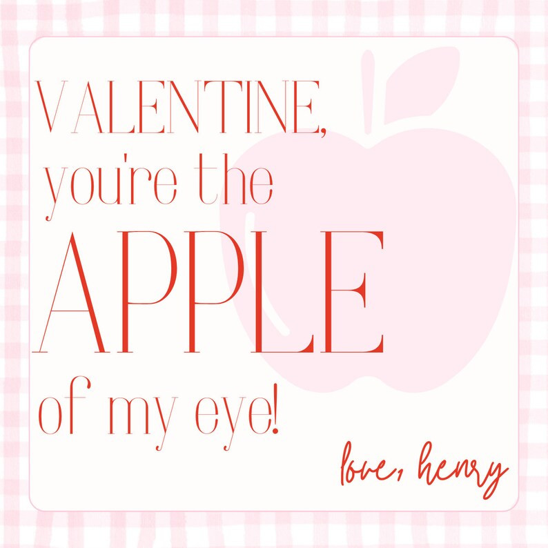 Custom Valentine's Day Gift Tag Apple - Etsy | Etsy (US)