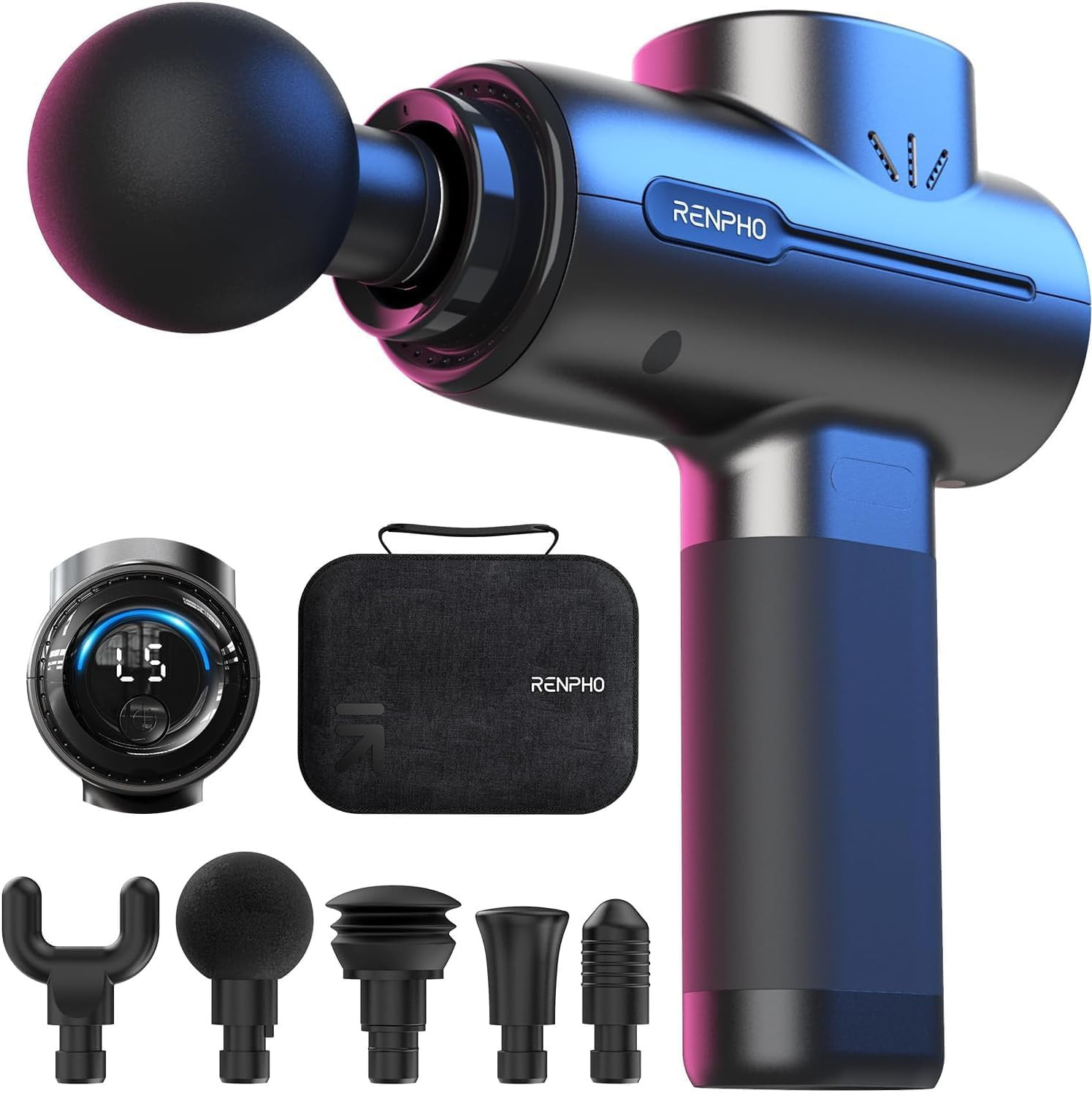 RENPHO Massage Gun Deep Tissue,Muscle Massage Gun with 5 Speeds 5 Massage Heads,10mm Amplitude Pe... | Amazon (UK)