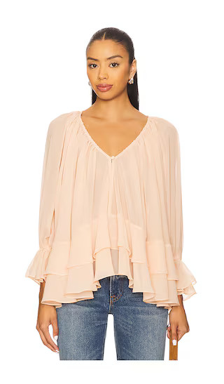 Lenora Blouse in Peach | Revolve Clothing (Global)
