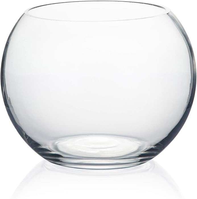 WGV Bowl Glass Vase, Diameter 6", Height 4.5", Open Width 4", (Multiple Sizes Choices) Clear Bubb... | Amazon (US)
