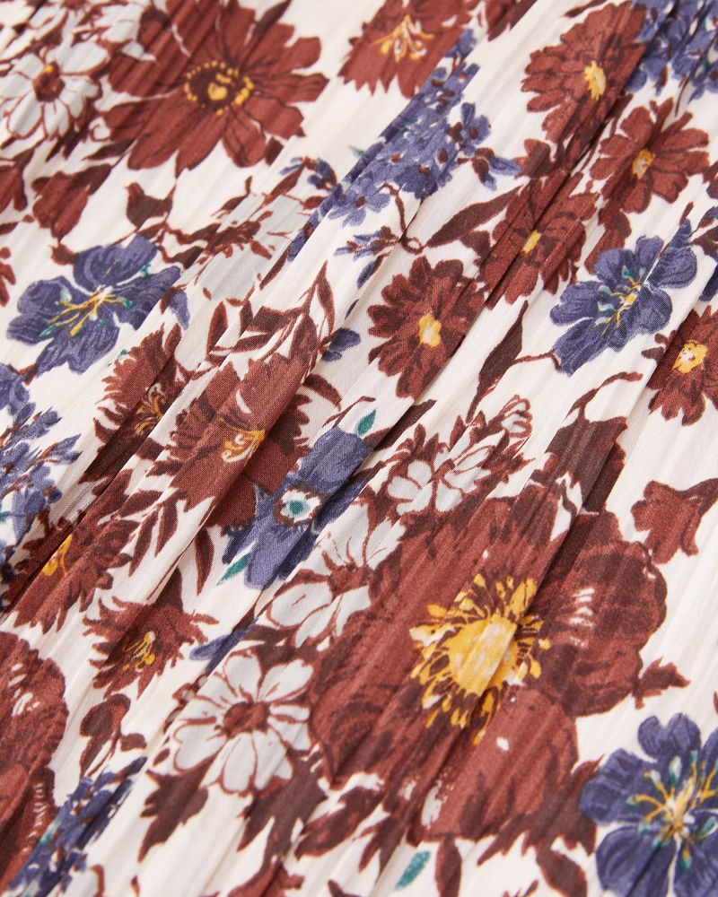 Textured Satin Midi Skirt | Abercrombie & Fitch (US)