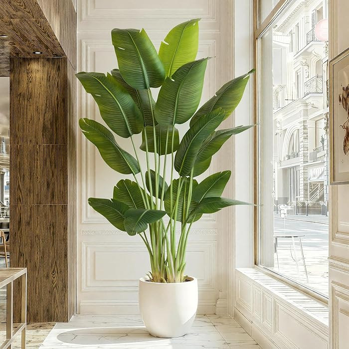 Artificial Bird of Paradise Plant 7.5Ft Tall Fake Tropical Palm Tree Large Fake Plants with 18 Si... | Amazon (US)