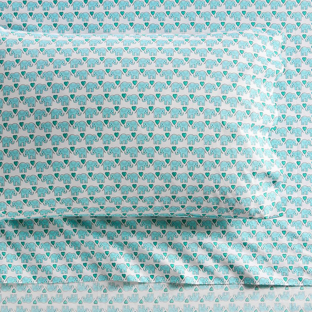Roller Rabbit Hathi Hearts Elephant Organic Sheet Set | Pottery Barn Teen