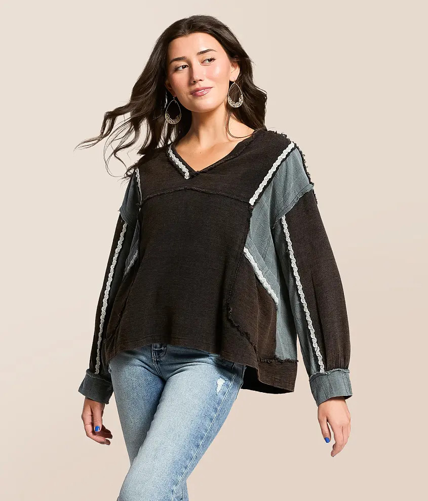 Raw Edge Ribbed Pullover | Buckle