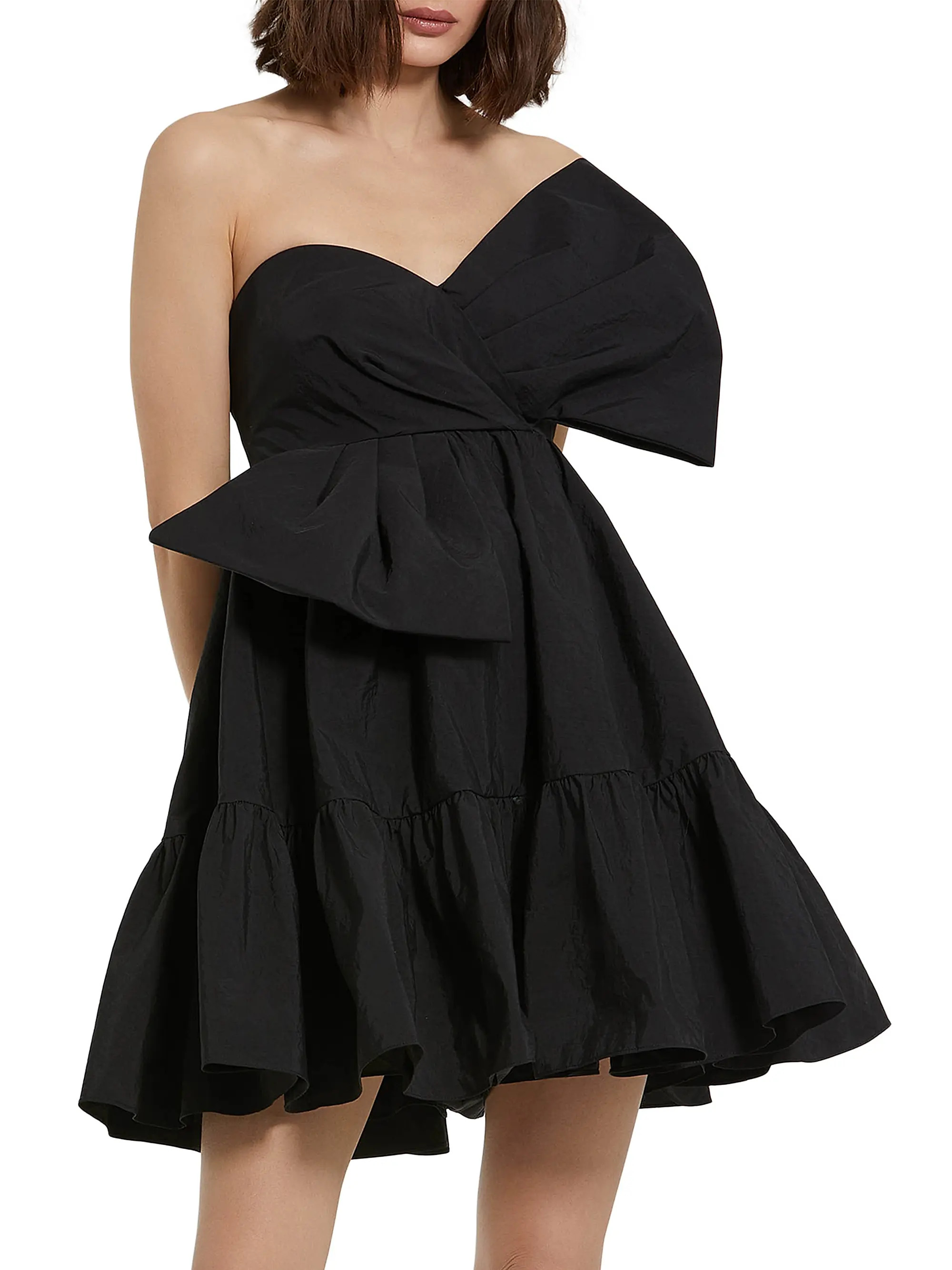 Faille Twist-Bow A-Line Minidress | Saks Fifth Avenue